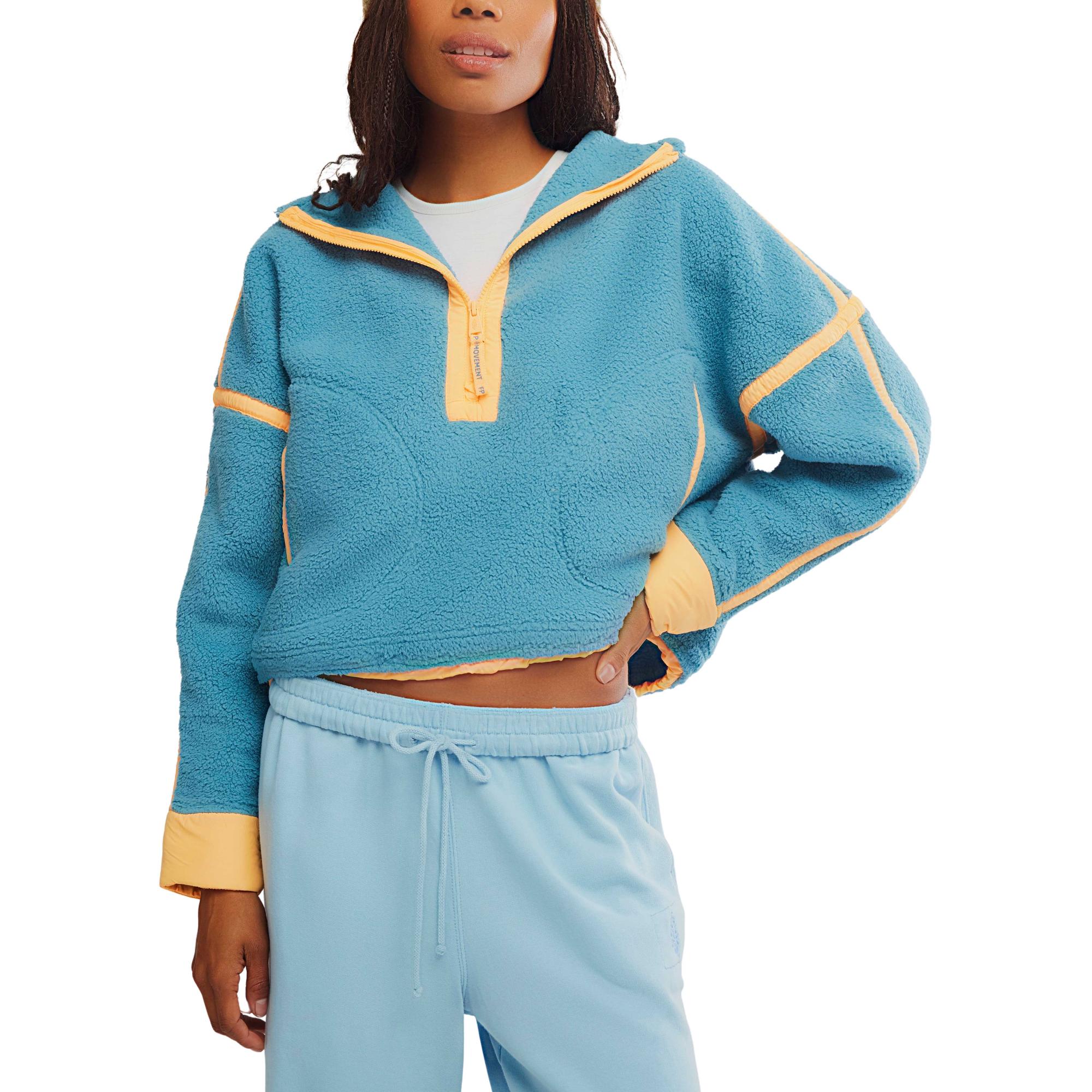 

Женская флисовая куртка Mountain High с половинной молнией Free People, Celestial Blue
