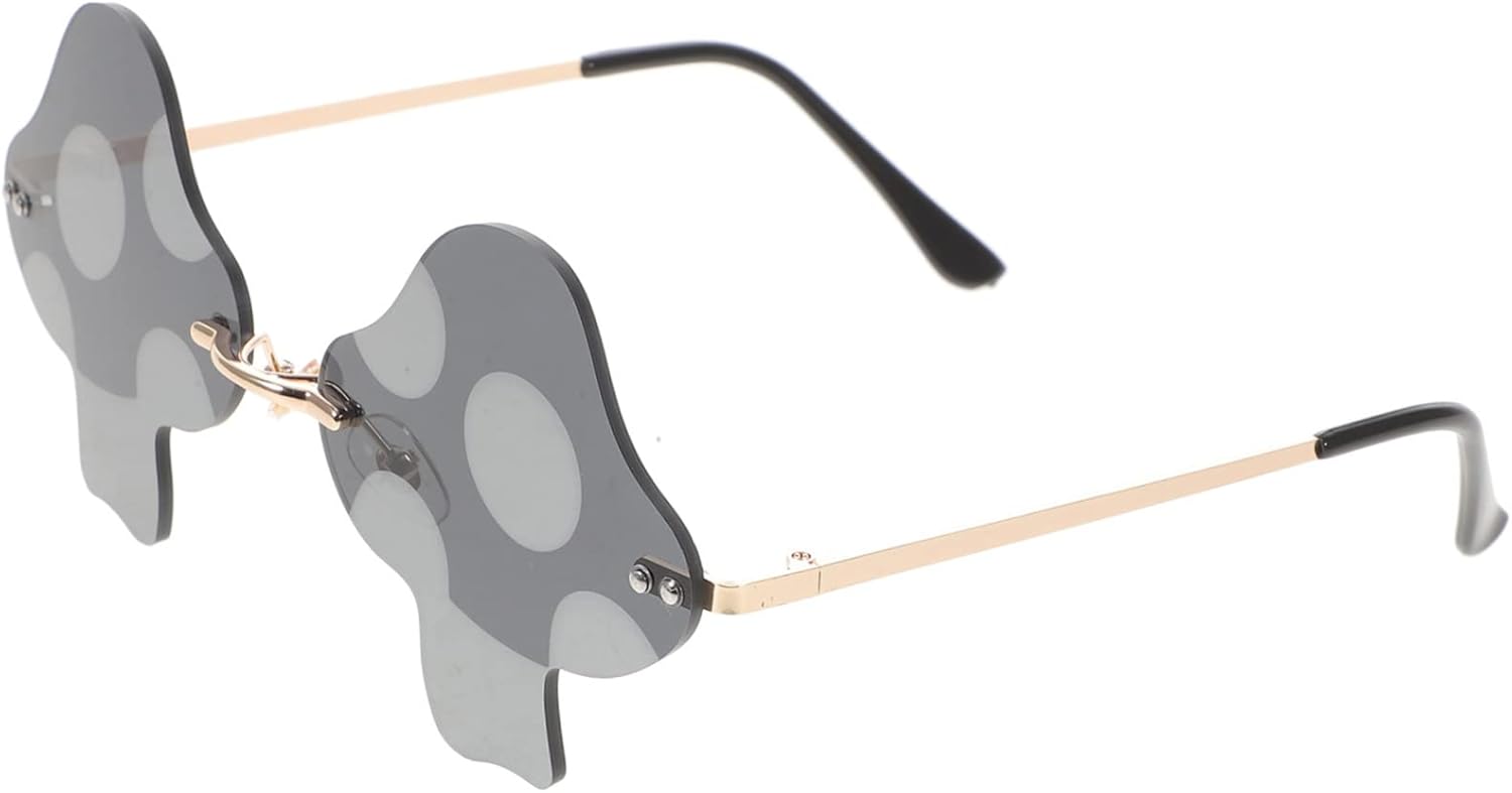 

1 пара стильных солнцезащитных очков без оправы для вечеринок и дискотек, пляжных фестивалей и повседневной носки. Уникальная забавная форма для потрясающих фотографий WRITWAA, Grey