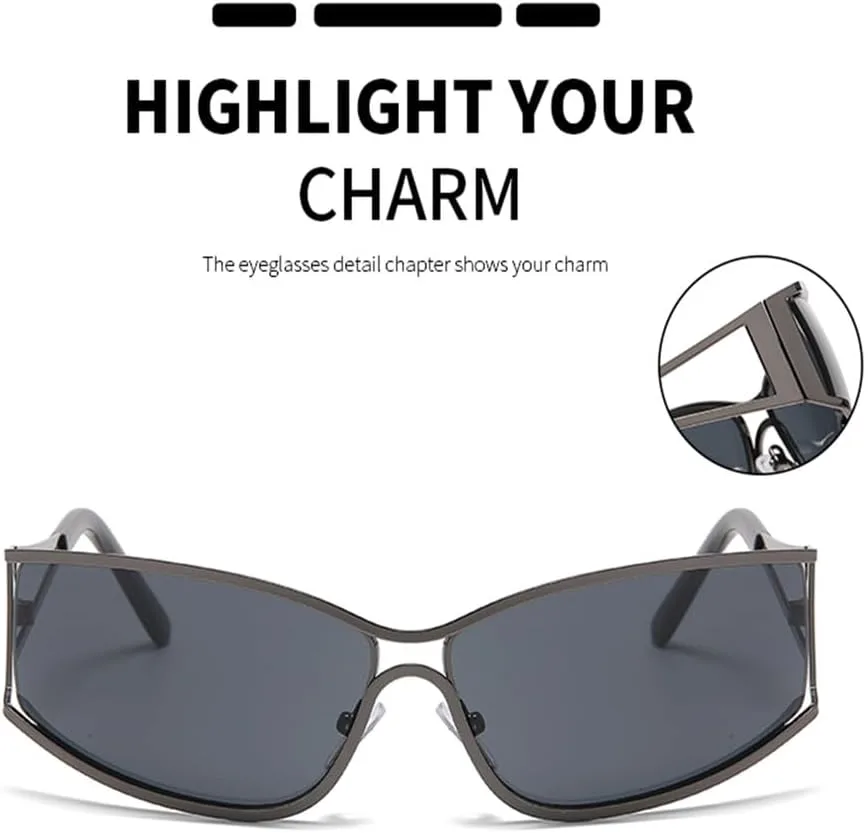 

Модные ретро-солнцезащитные очки в стиле Y2K для женщин, классические панк-солнцезащитные очки с защитой от солнца UV400 для мужчин и женщин KTUCN, Black