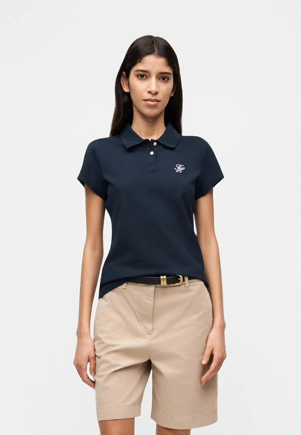 Поло-Рубашка приталенного кроя 1985 года с вышитым логотипом. Tommy Hilfiger, Dark Night Navy