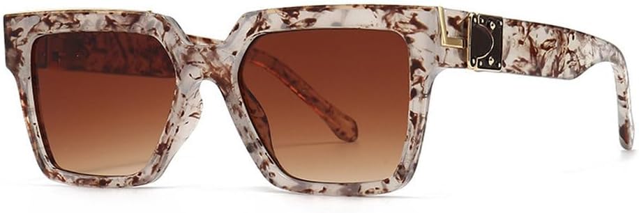 

Ретро квадратные разноцветные женские солнцезащитные очки класса люкс с градиентным зеркальным покрытием и защитой от УФ-излучения UV400, модные мужские солнцезащитные очки HYYZZC, Pattern Tea Gradient