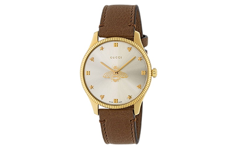 

Часы женские GUCCI G Timeless Collection с кварцевым механизмом, серый циферблат 36 мм, ремешок из натуральной кожи