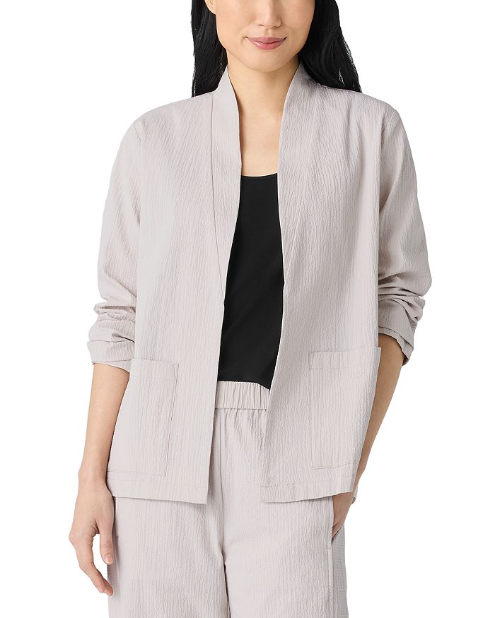

Льняная куртка с высоким воротником Eileen Fisher, серый