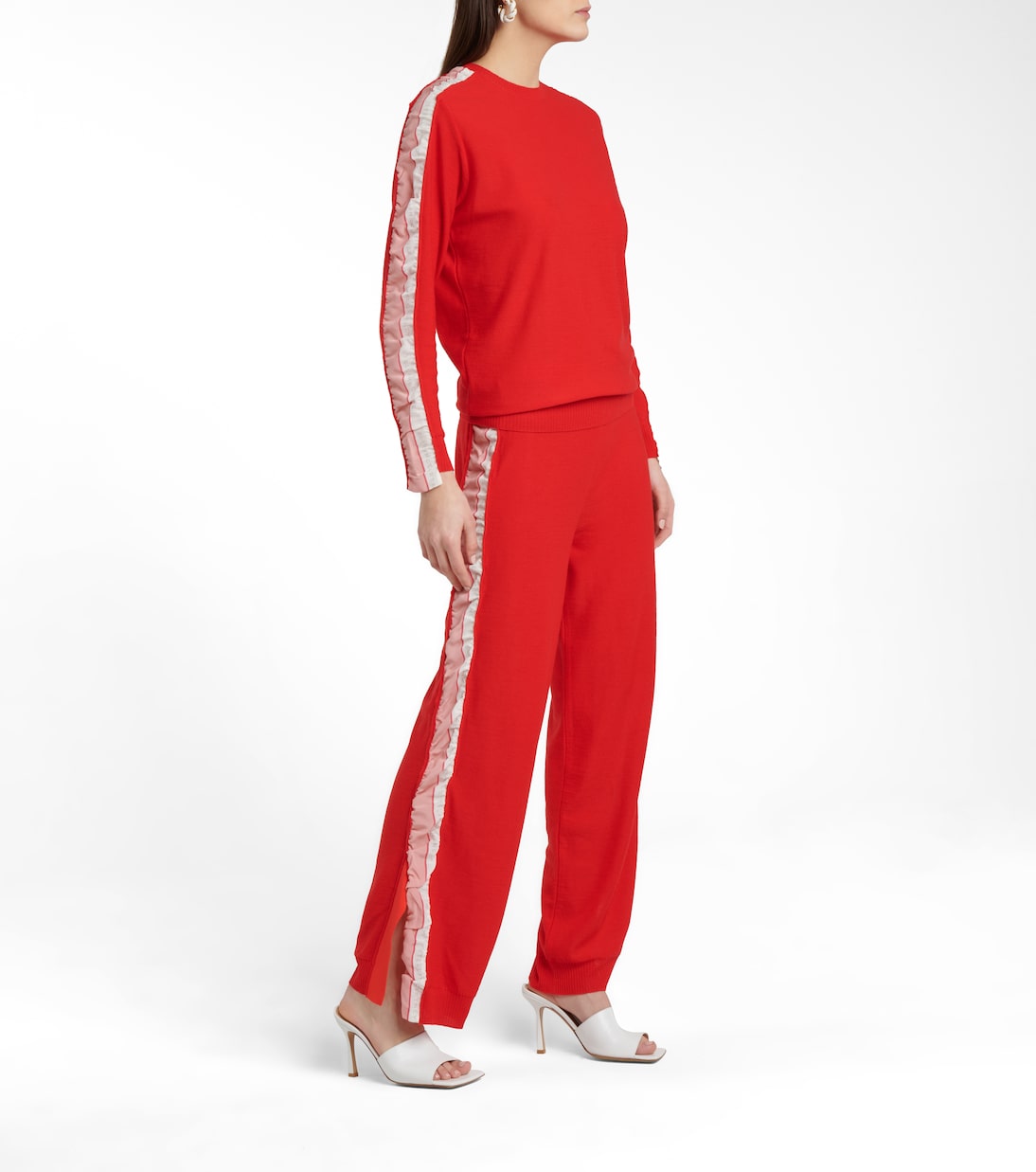 Шерстяные спортивные брюки с шелковой отделкой Stella McCartney, Power Red — фото 2