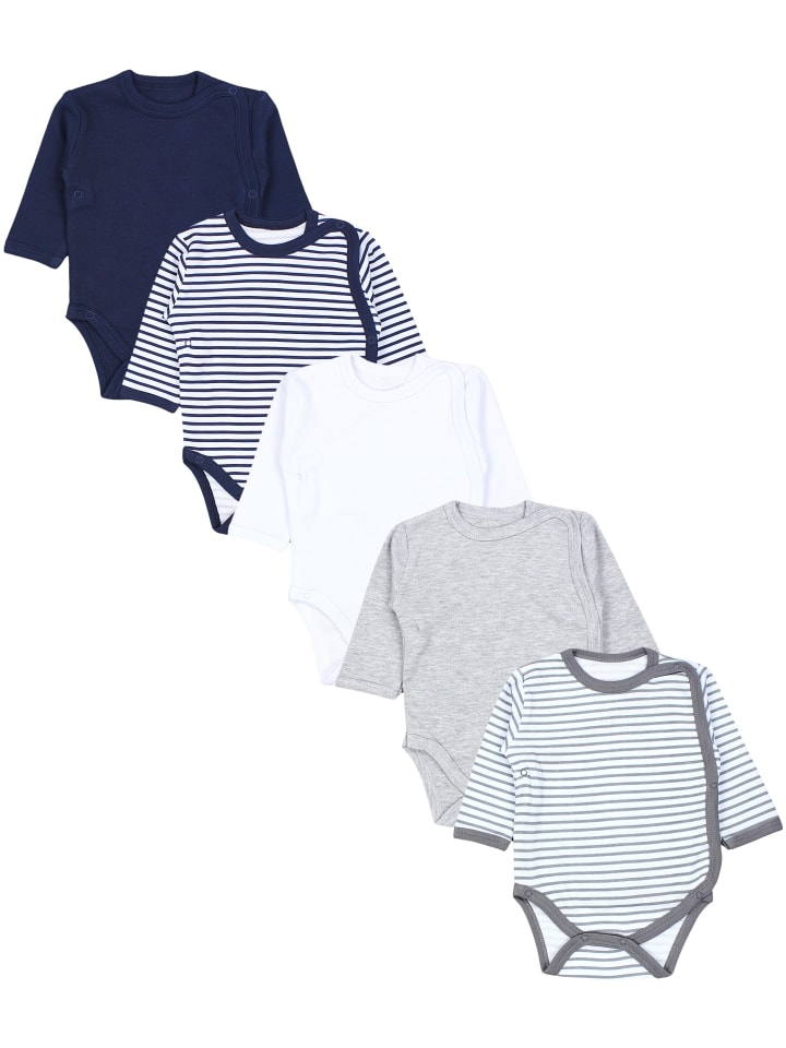 

TupTam Комплект из 5 детских боди с длинными рукавами, сине-серого цвета