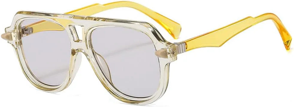 

Модные зеленые солнцезащитные очки для женщин и мужчин с двойной перемычкой, солнцезащитные очки с защитой от УФ-излучения UV400 TVTBBVV, Yellow Light Grey