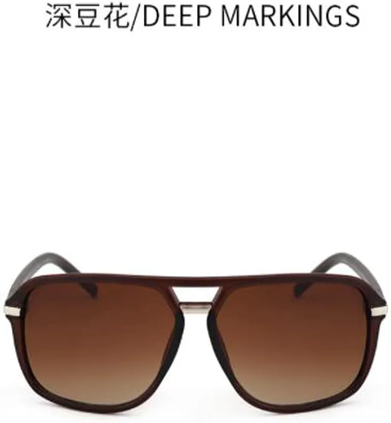 

Солнцезащитные очки с двойной переносицей, защитой от ультрафиолета, ретро-стиль, квадратная оправа, большие очки для мужчин и женщин Weloveushop, Deep Bean Flower