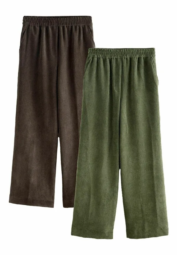 Брюки из мягкого вельвета, стандартного кроя, комплект из 2 штук. Next, Brown Khaki