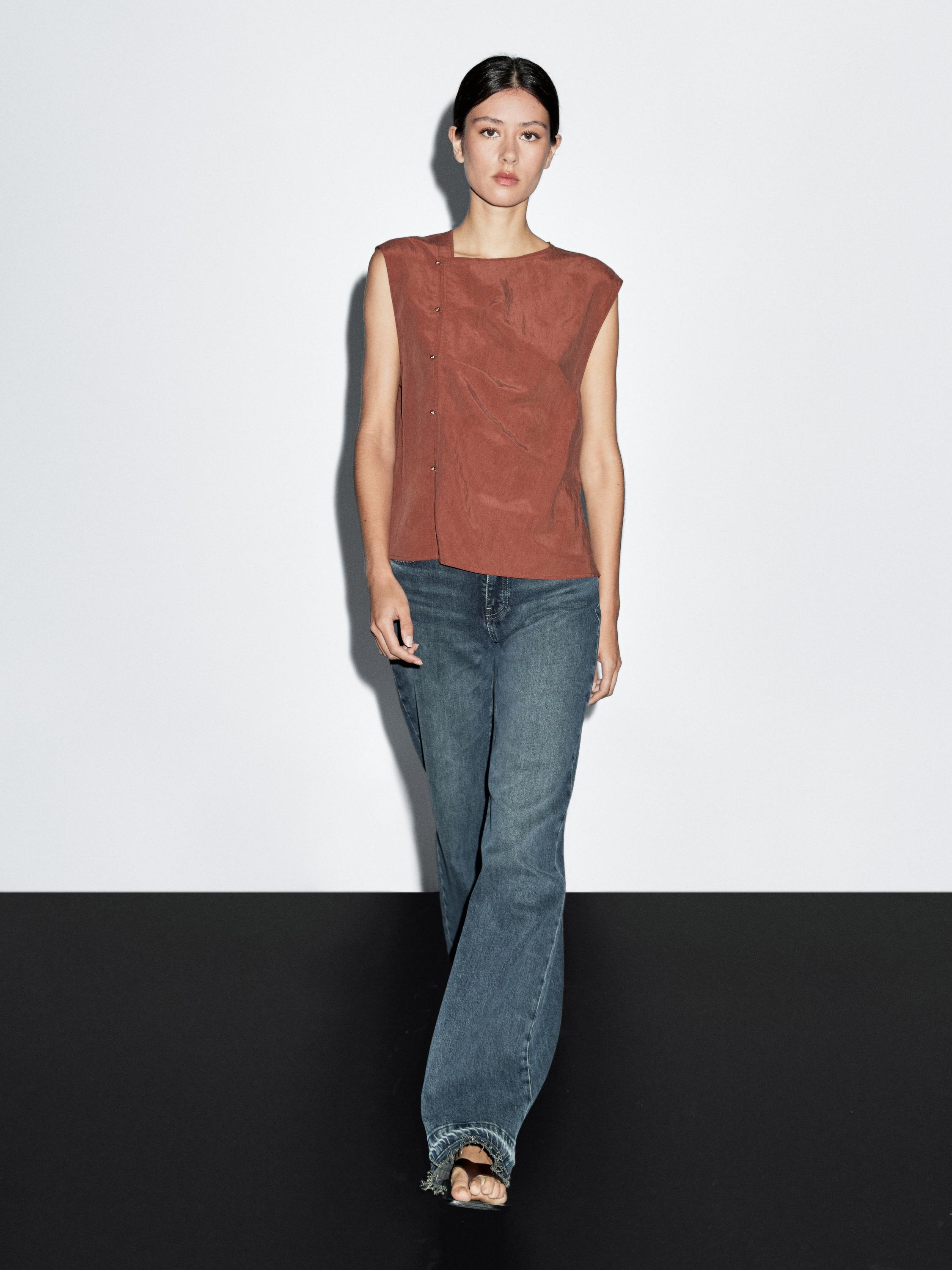 

Блузка с застежкой на серебряные пуговицы сбоку Massimo Dutti, Reddish