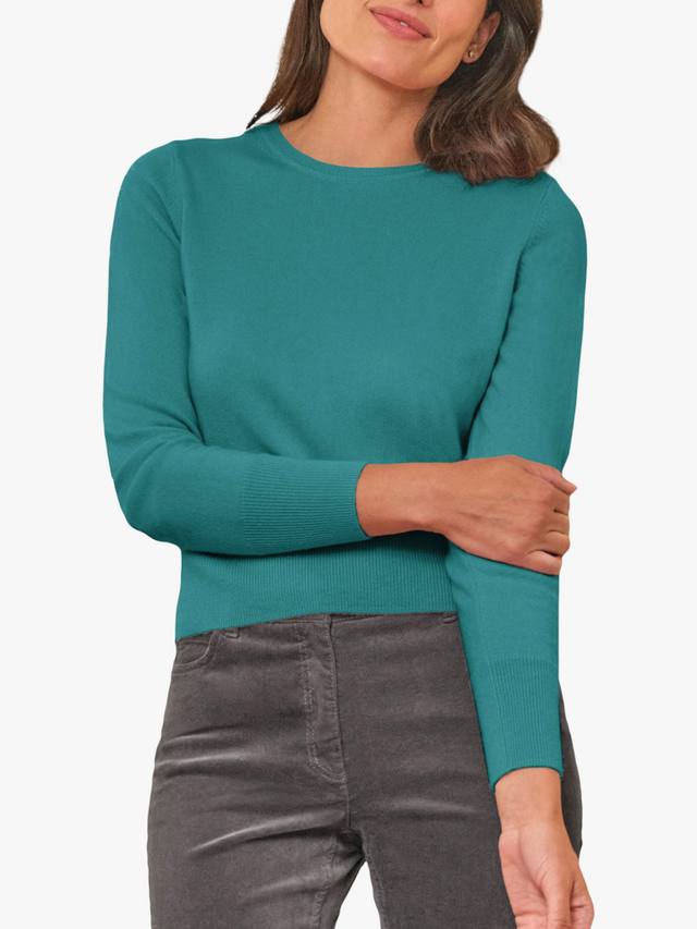 

Кашемировый укороченный свитер с круглым вырезом Pure Collection, Kingfisher Teal