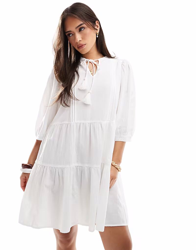 

Платье-рубашка мини Vero Moda белого цвета