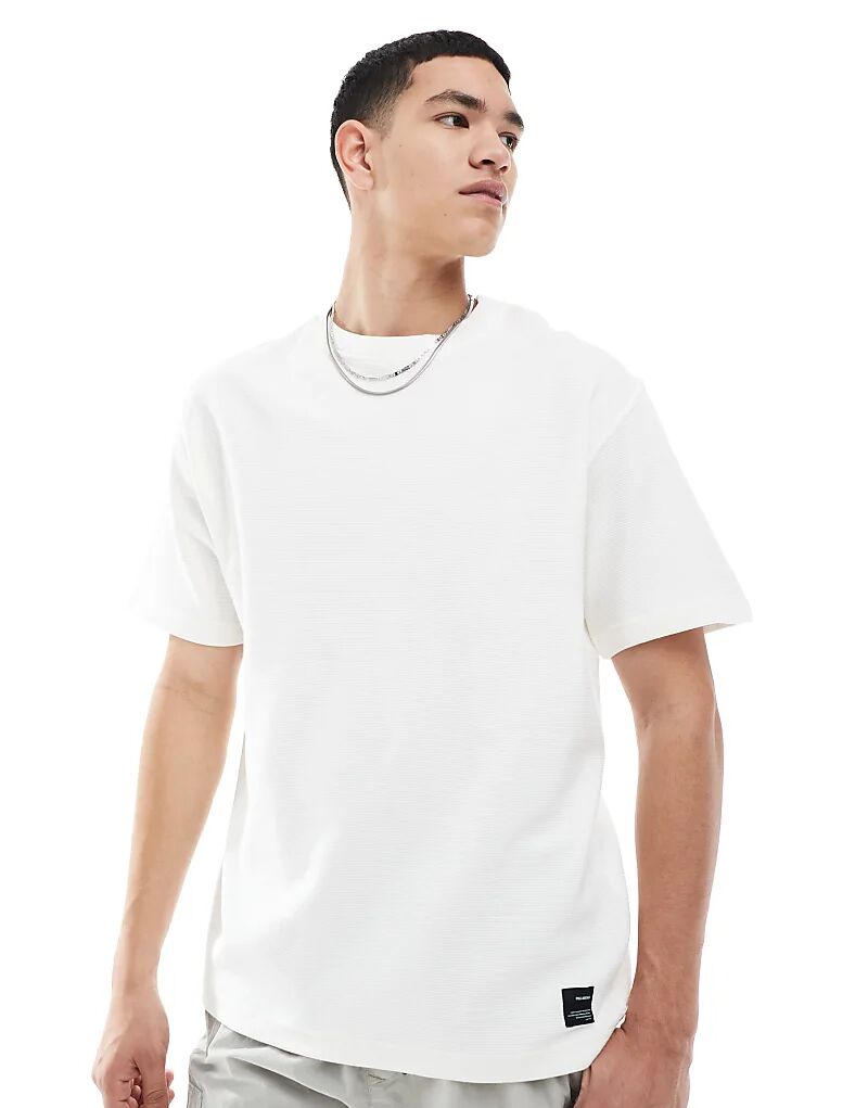 

Ребристая свободная футболка белого цвета Pull&Bear