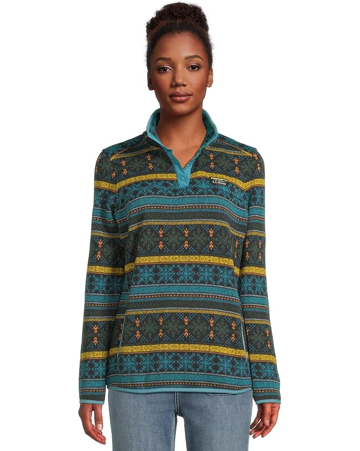 

Свитер L.L.Bean Sweater Fleece Pullover Print, цвет Coal Snowflake Fair Isle