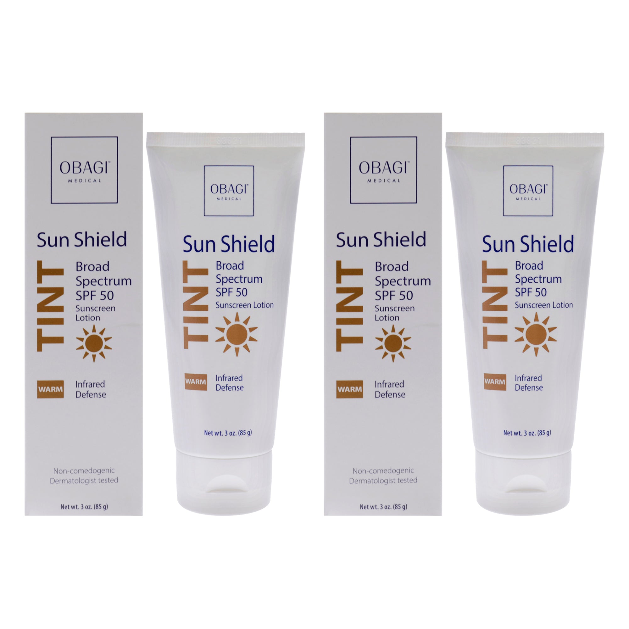 

Солнцезащитный тонирующий крем Sun Shield Tint SPF 50 - теплый оттенок от Obagi для мужчин и женщин - 2 x 3 унции (85 г), прозрачный