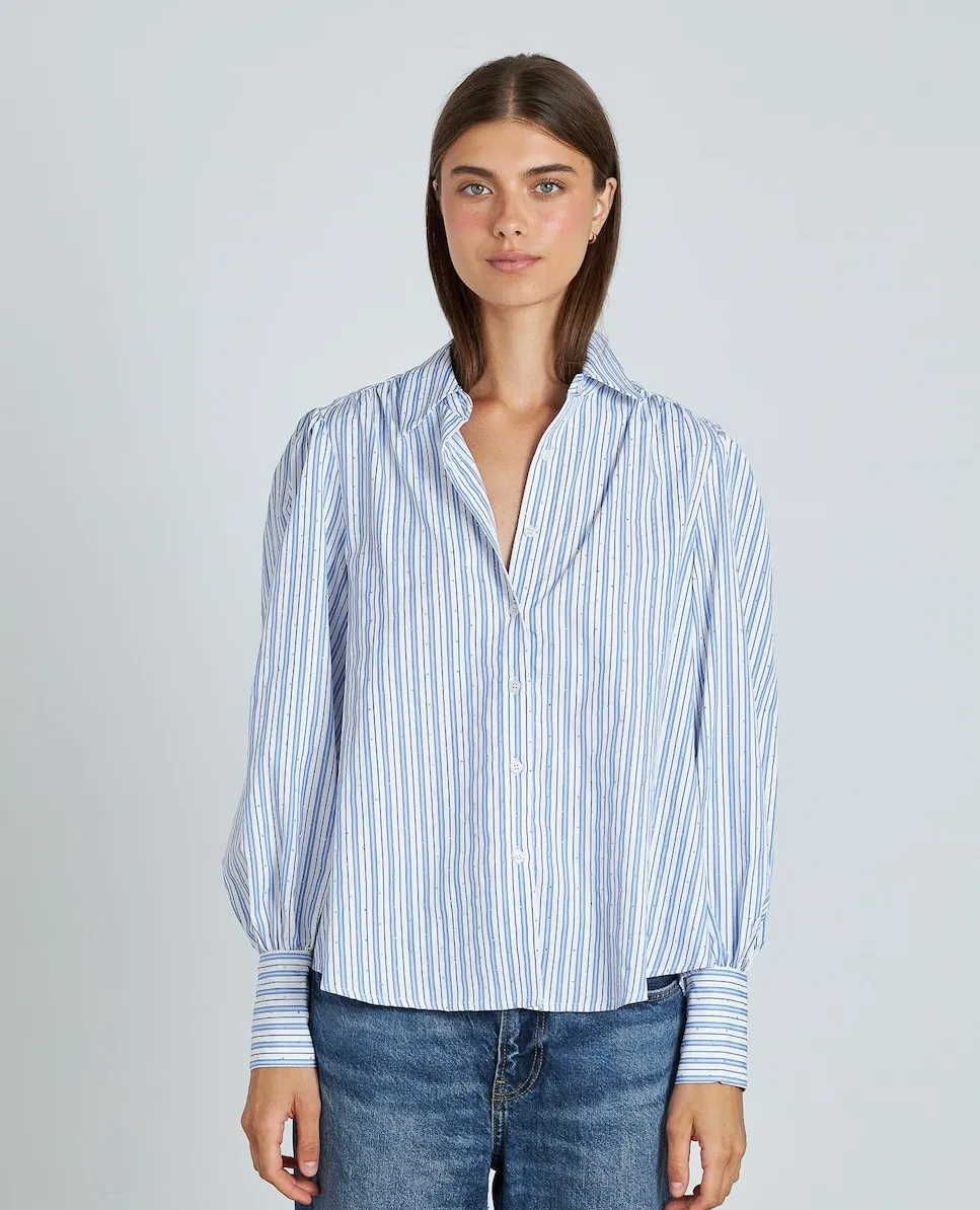 

Женская полосатая рубашка с декоративными камнями Alma en Pena, синий