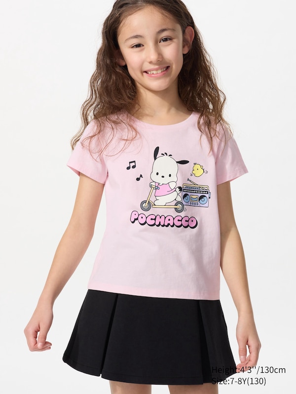 

Укороченная футболка с графическими персонажами Sanrio Uniqlo, розовый