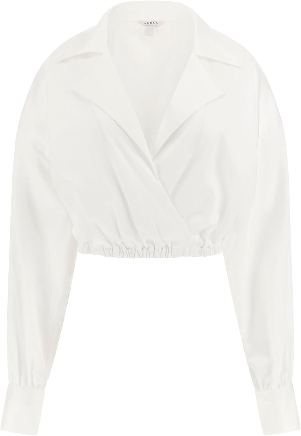 

GUESS Women's Long Sleeve Caiden Crop Top, Pure White