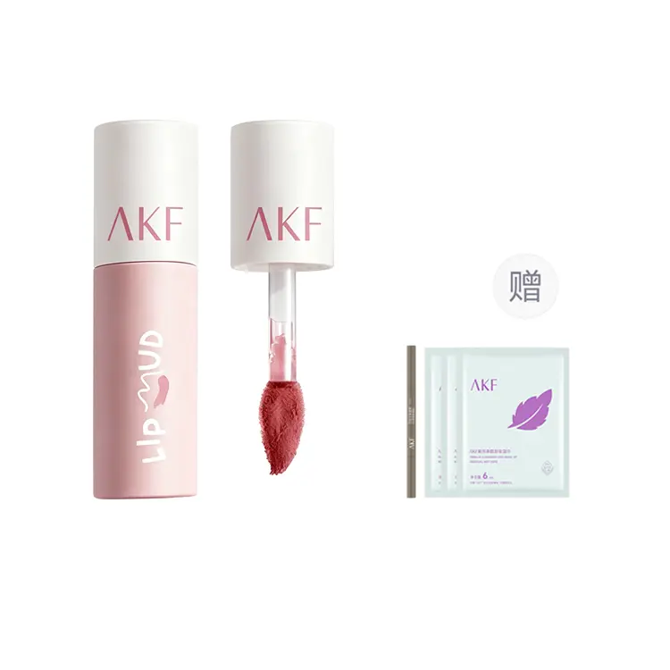 

Матовый блеск для губ Lip Clay с эффектом осветления, легко растушевывается, стойкий AKF, красный Date Drunk M24+Eyebrow Pencil 01+Makeup Removal Wipes 18ml