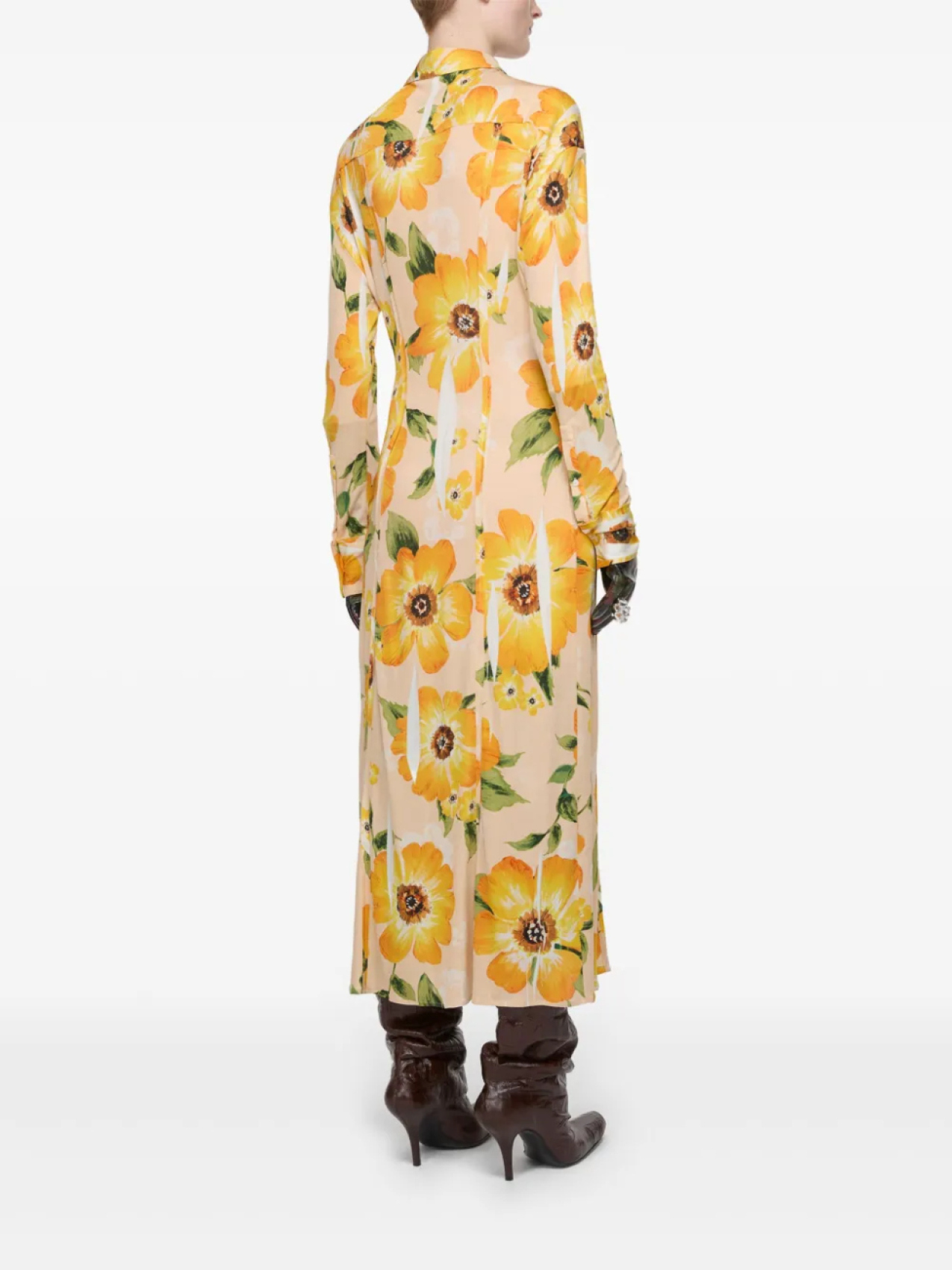 Acne Studios платье миди с цветочным принтом, нейтральный — фото 4