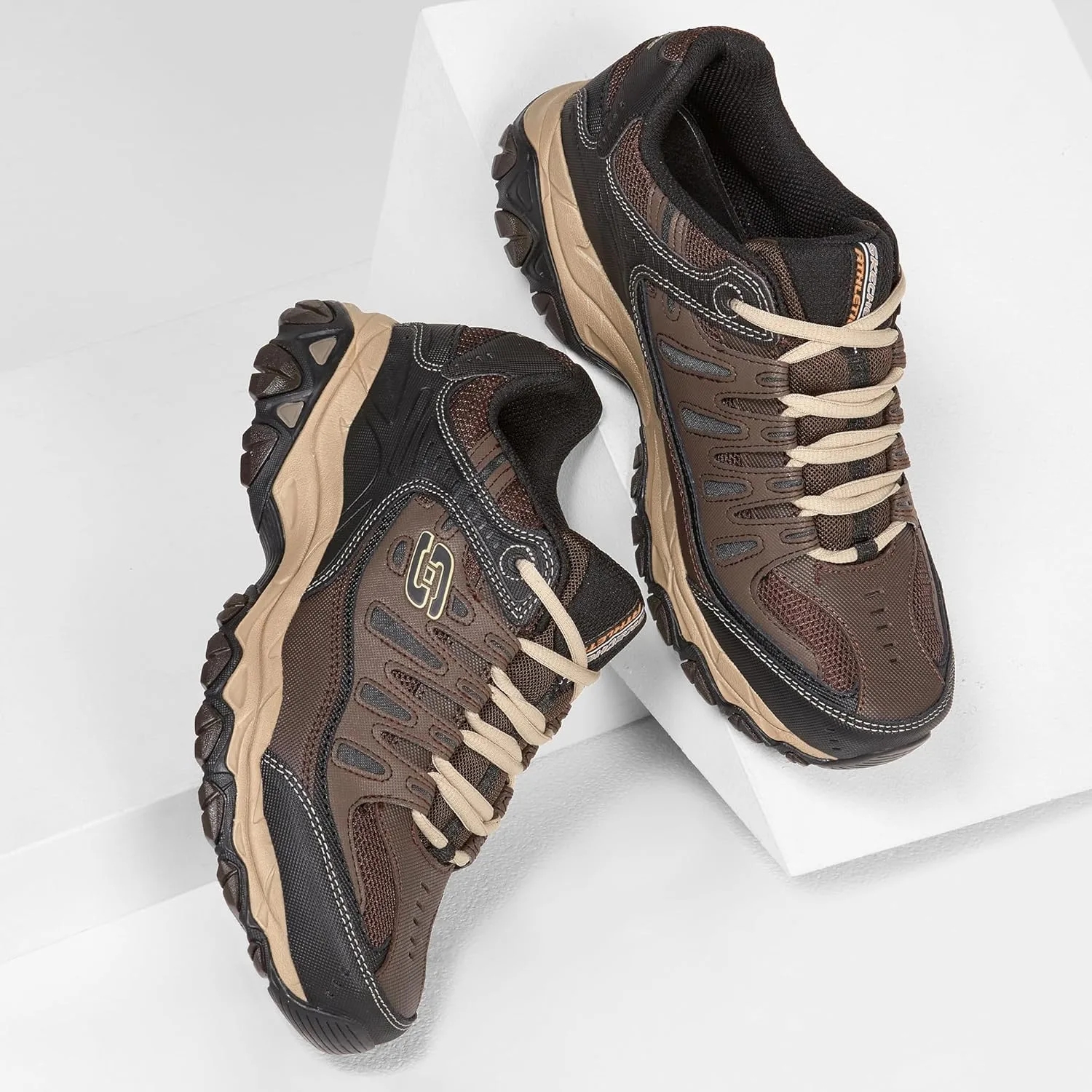 Мужские кроссовки Skechers Sport Afterburn Memory Foam Lace, бежевый — фото 2