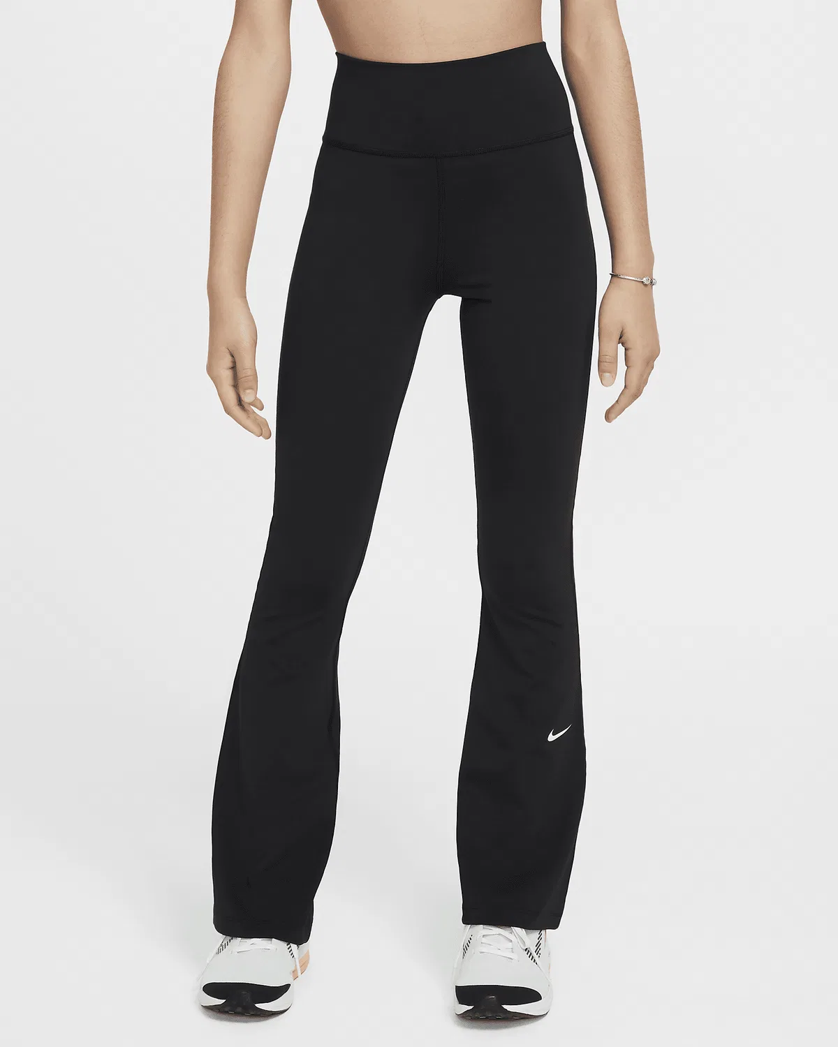 Детские леггинсы Nike One Dri-FIT с расклешенным низом, Black/White