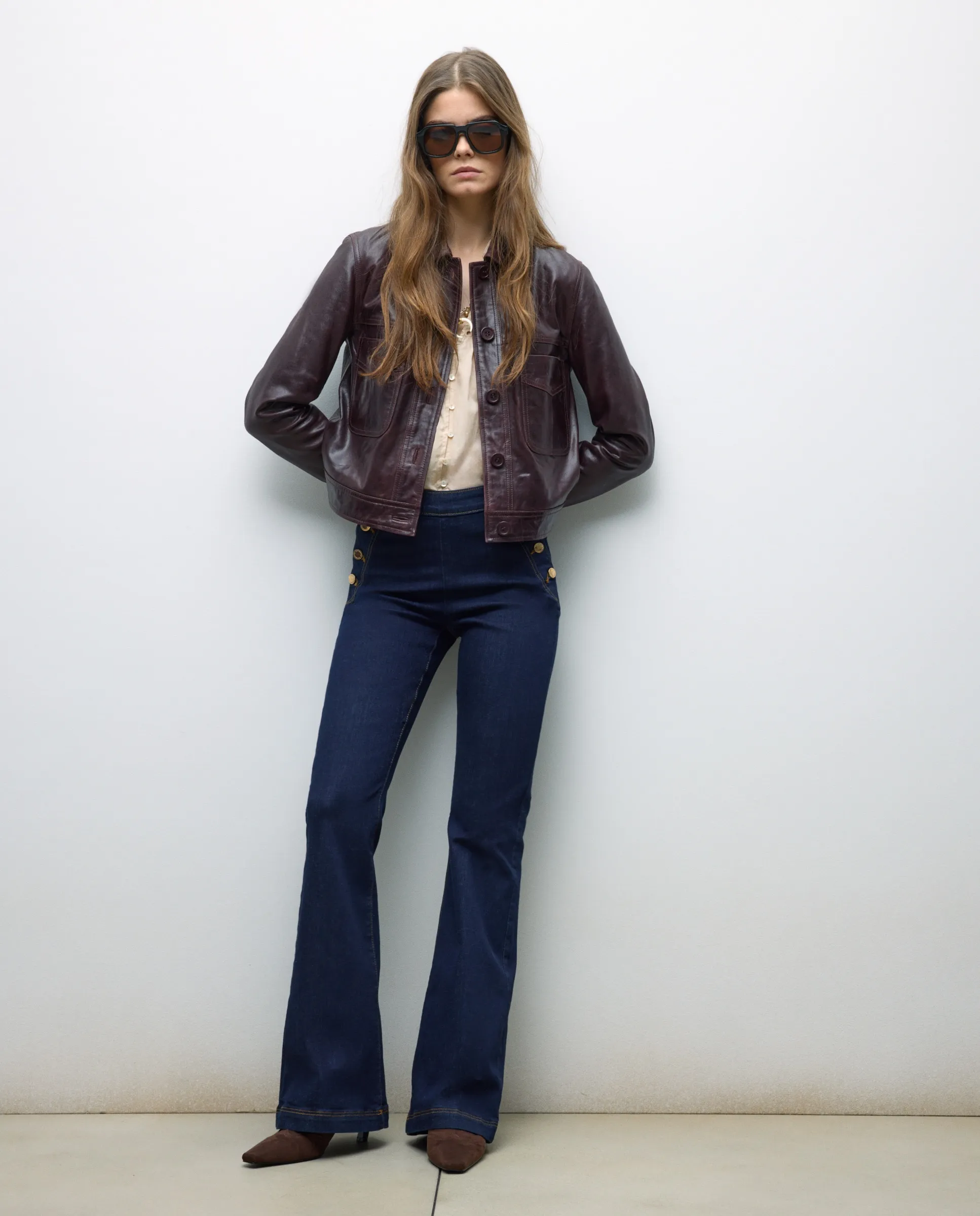 

Женские джинсы-клёш на пуговицах с завышенной талией Tintoretto, индиго