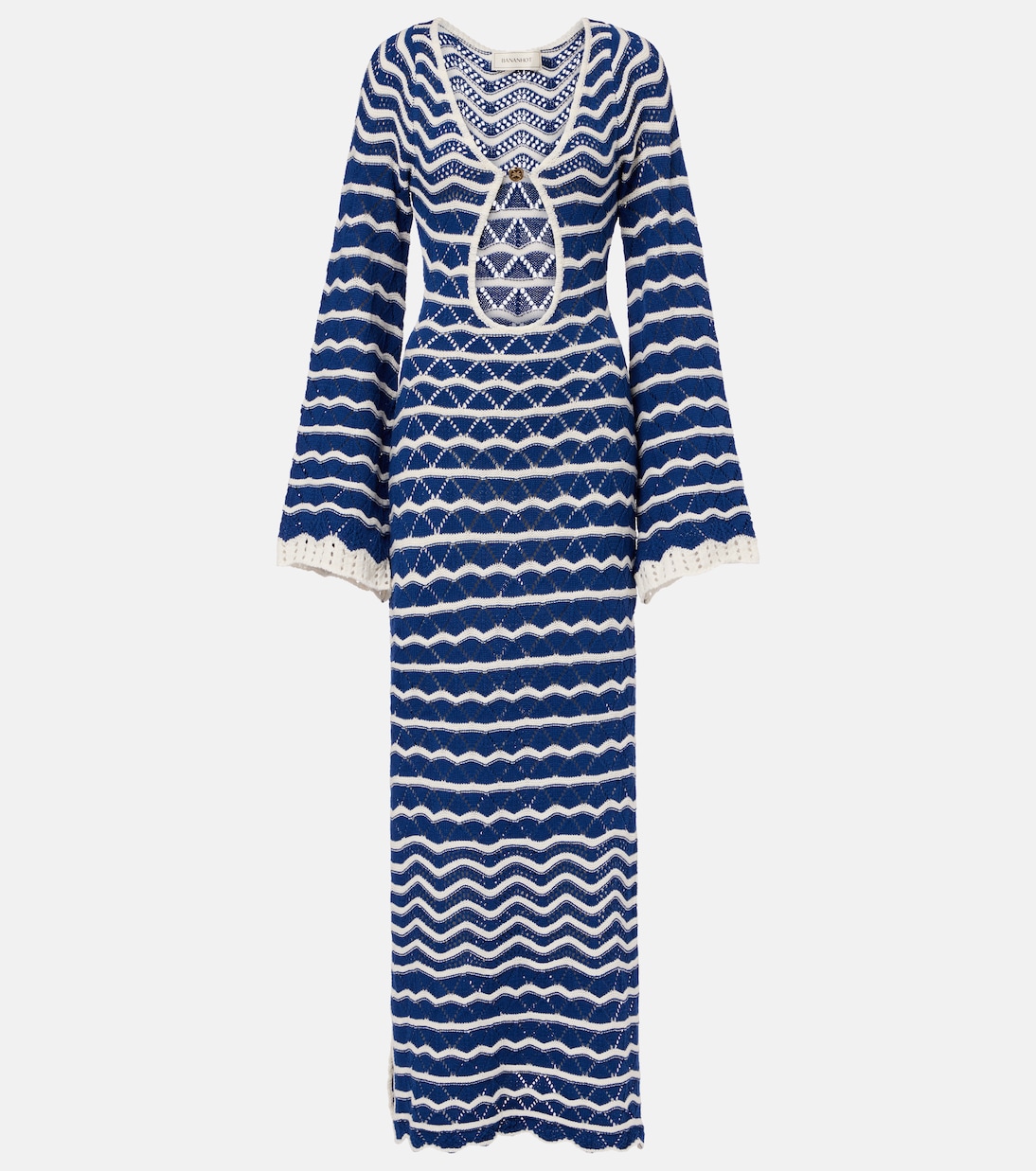 

Рей вязаное макси-платье из хлопковой смеси Bananhot, Knitted Blue Stripes