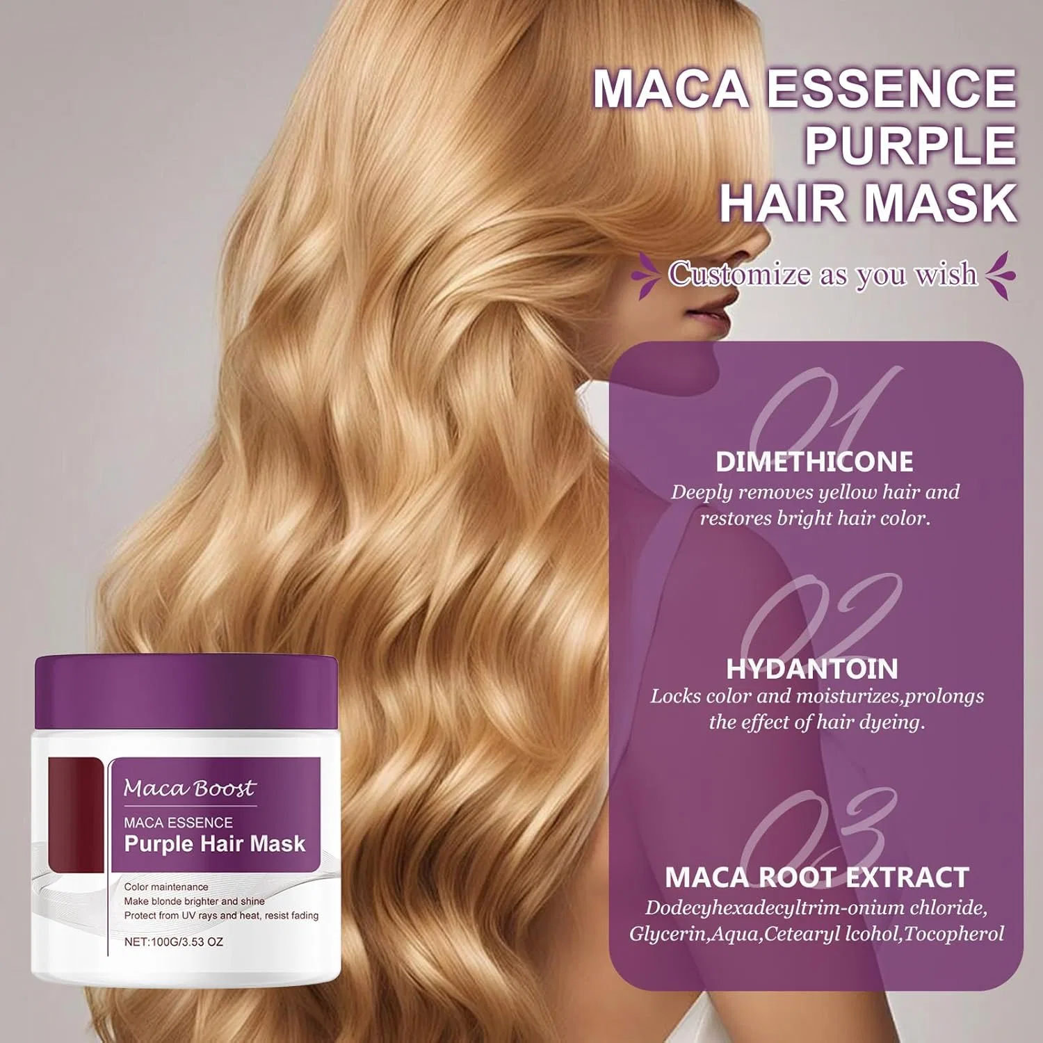 Набор фиолетовой маски и шампуня Maca Essence Henjunu, Shampoo And Hair Mask — фото 3