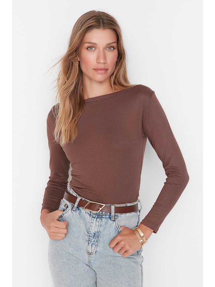 

Trendyol Футболка с длинными рукавами коричневого цвета