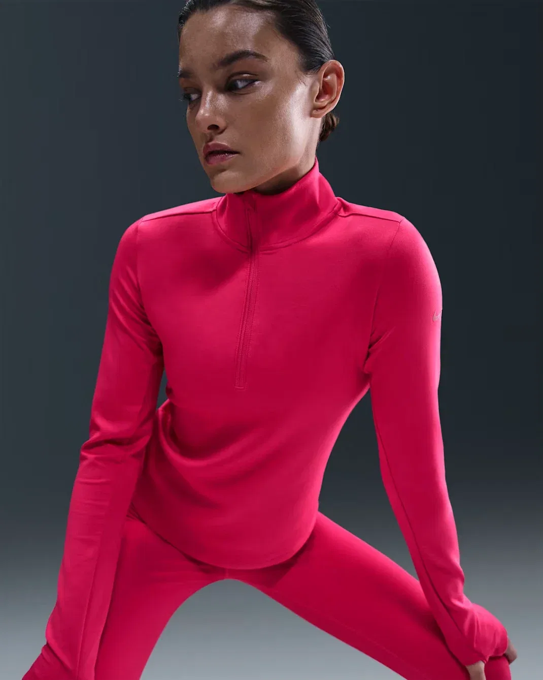 Женский лонгслив с длинным рукавом Nike One Top Rush, розовый — фото 3