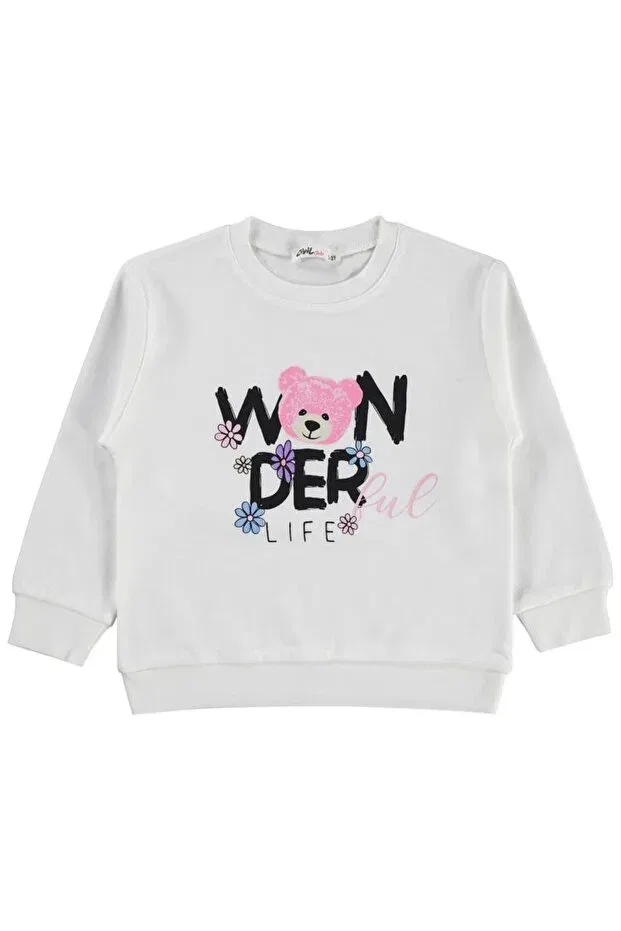 Детское для девочек свитшот с принтом Wonderful life printed Civil Girls, Ecru