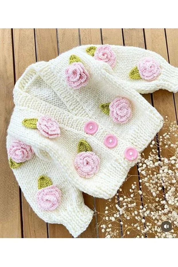 Детский кардиган для девочек с принтом Rose Motif Melonndesign, Nude Color