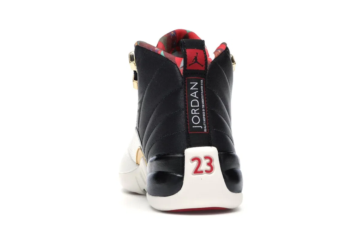 Детские кроссовки Lifestyle с принтом Jordan 12 Retro Jordan, Black/True Red-Sail-Metallic Gold — фото 4