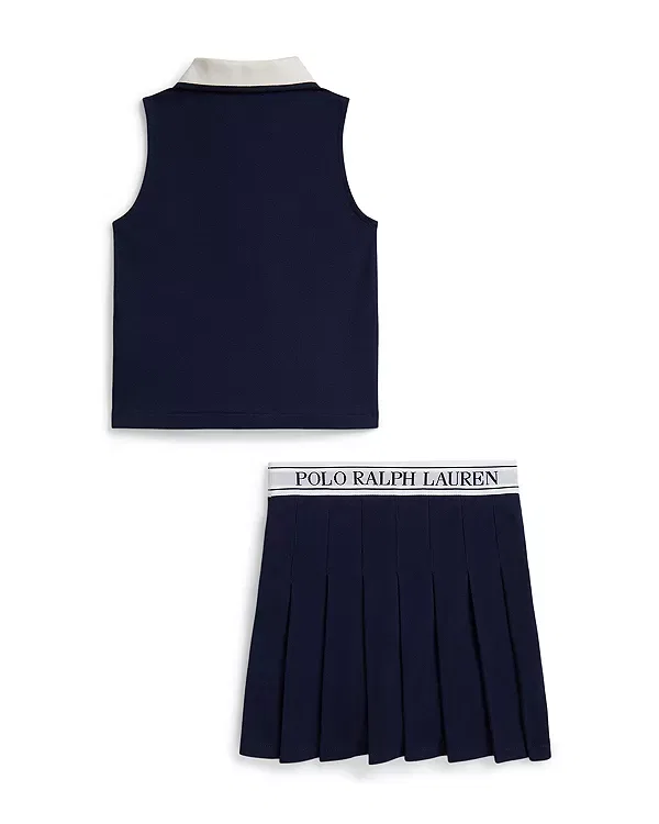 Детский комплект для девочек из стрейч-сетки Polo Ralph Lauren, темно-синий — фото 2