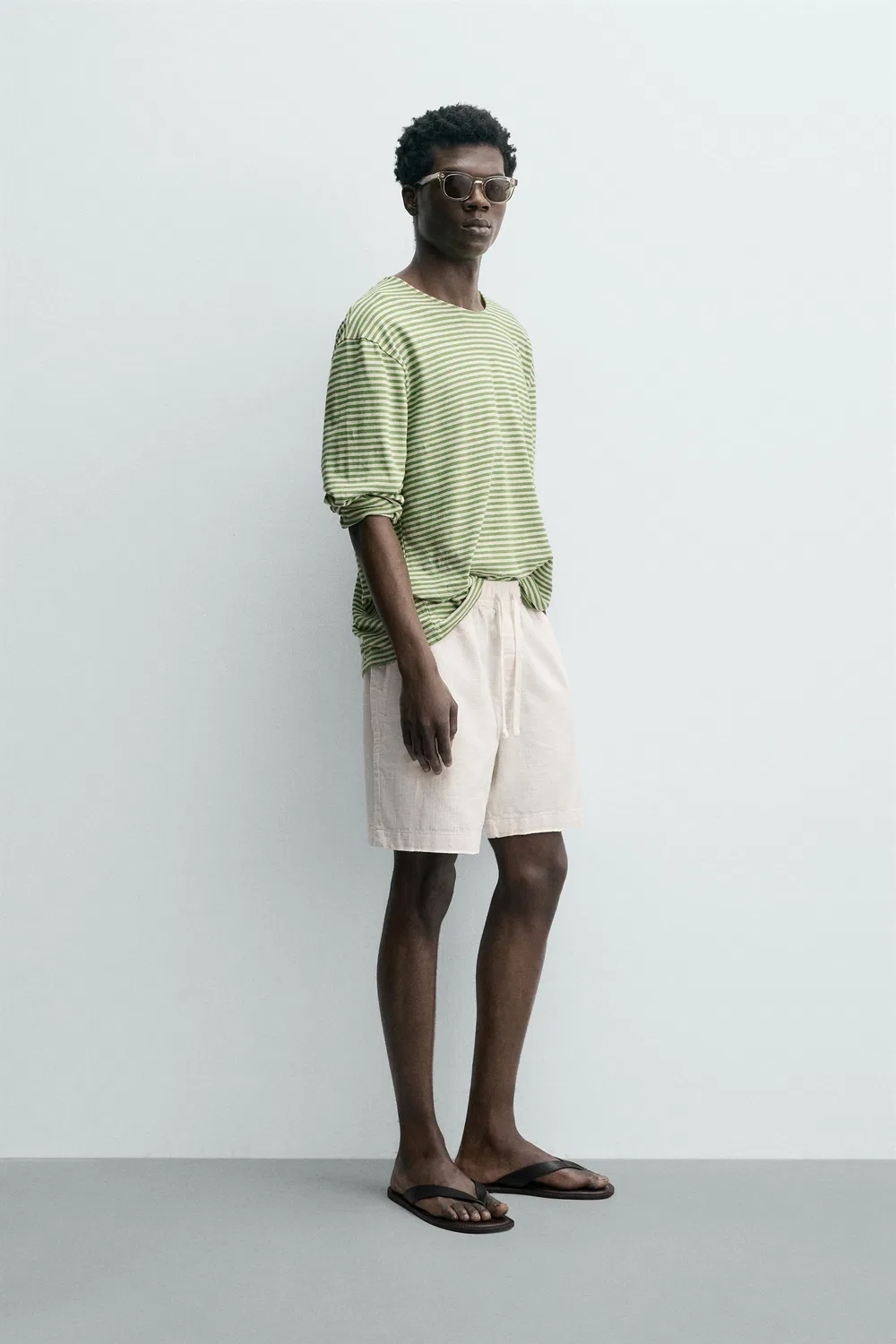 Текстурированные бермудские шорты стандартного кроя ZARA, Oyster-White — фото 4