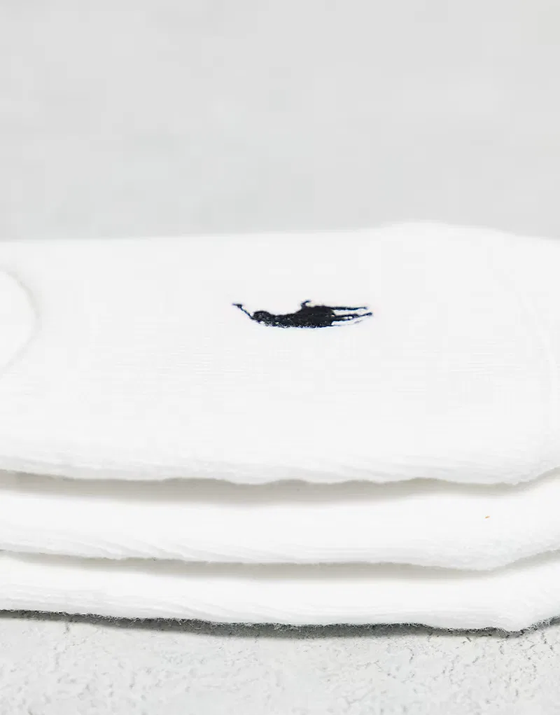 Набор из 3 белых носков-невидимок Polo Ralph Lauren с логотипом — фото 3