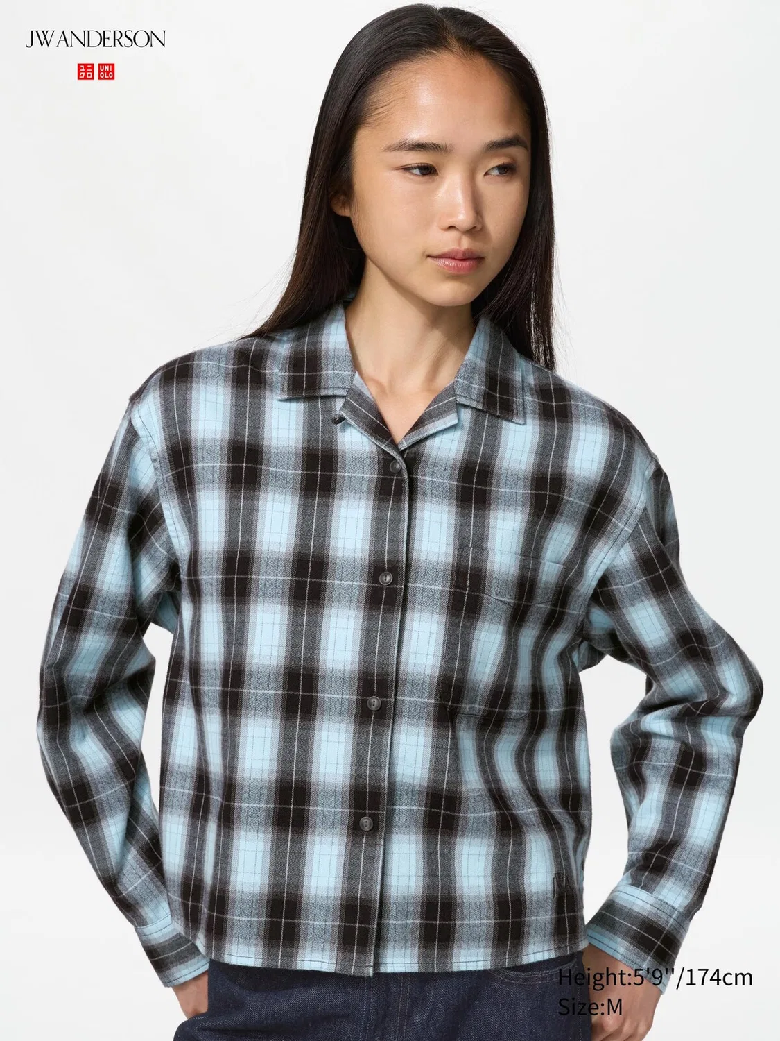 Рубашка Uniqlo, фланелевая, оверсайз, синяя