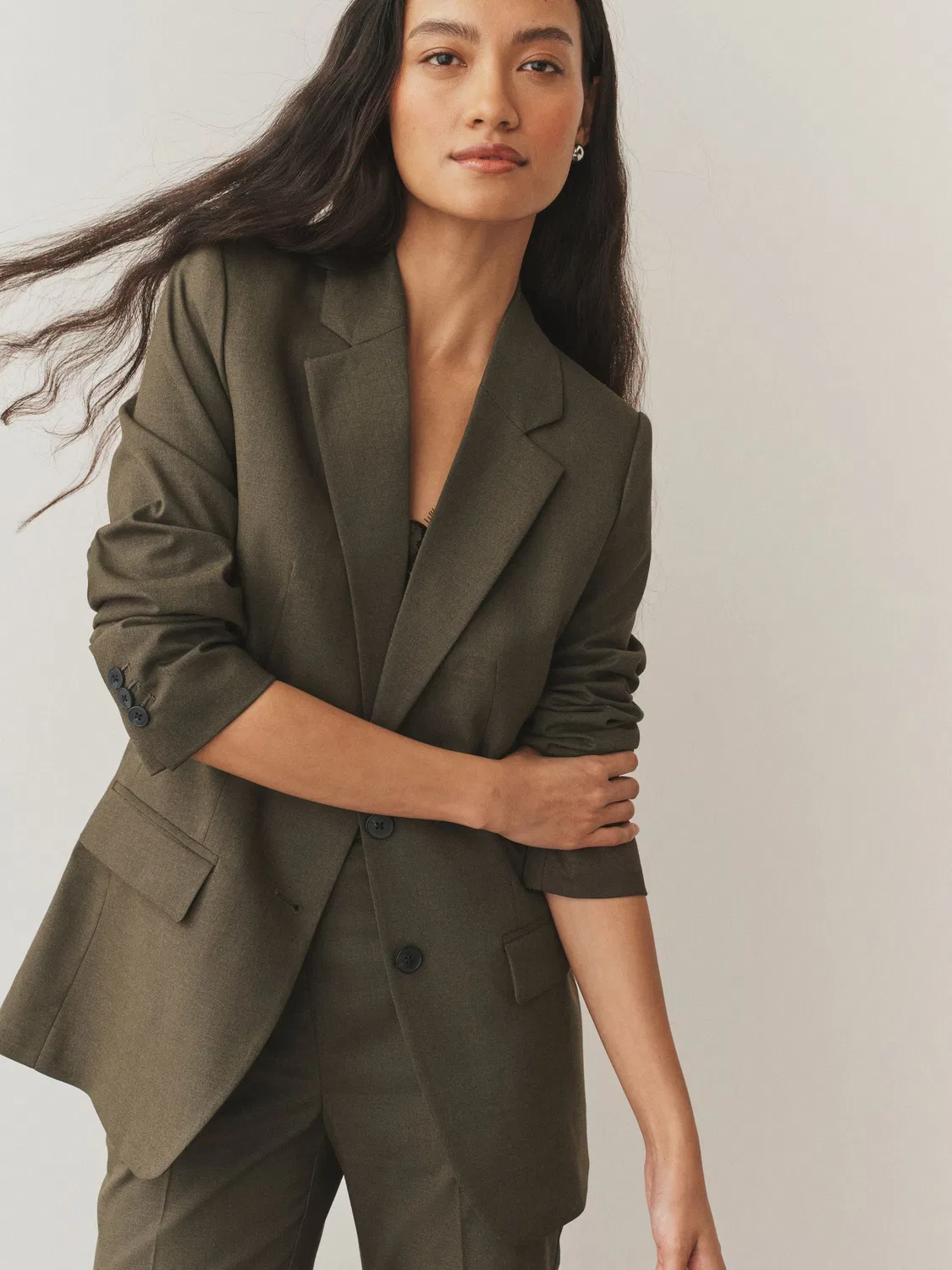 Жакет однобортный приталенный, Khaki Green Next