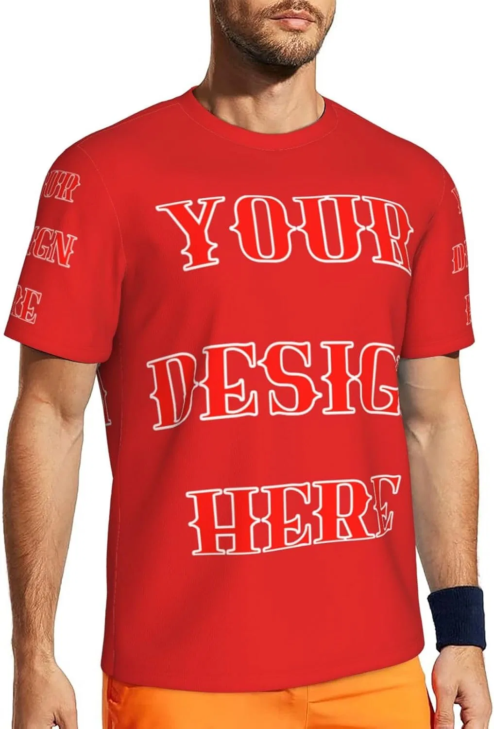 Мужская футболка из сетчатой ткани Generic Custom, Red — фото 3