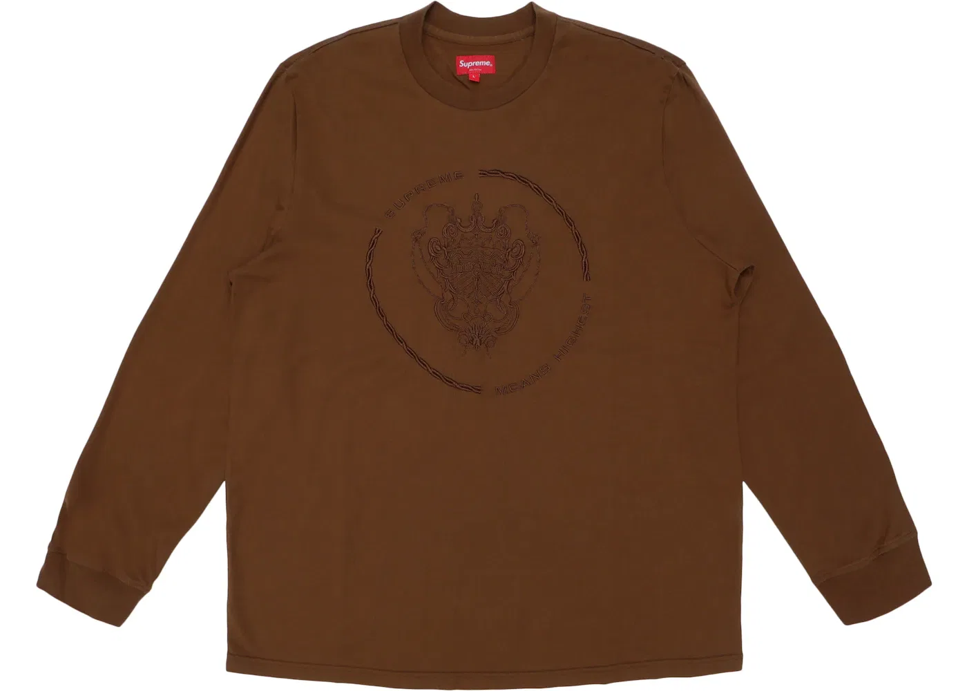 Мужской топ с длинным рукавом с принтом Crest Supreme, коричневый