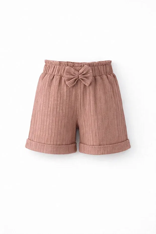 Детские шорты для девочек хлопковые с принтом Esila Kids, Dried Rose