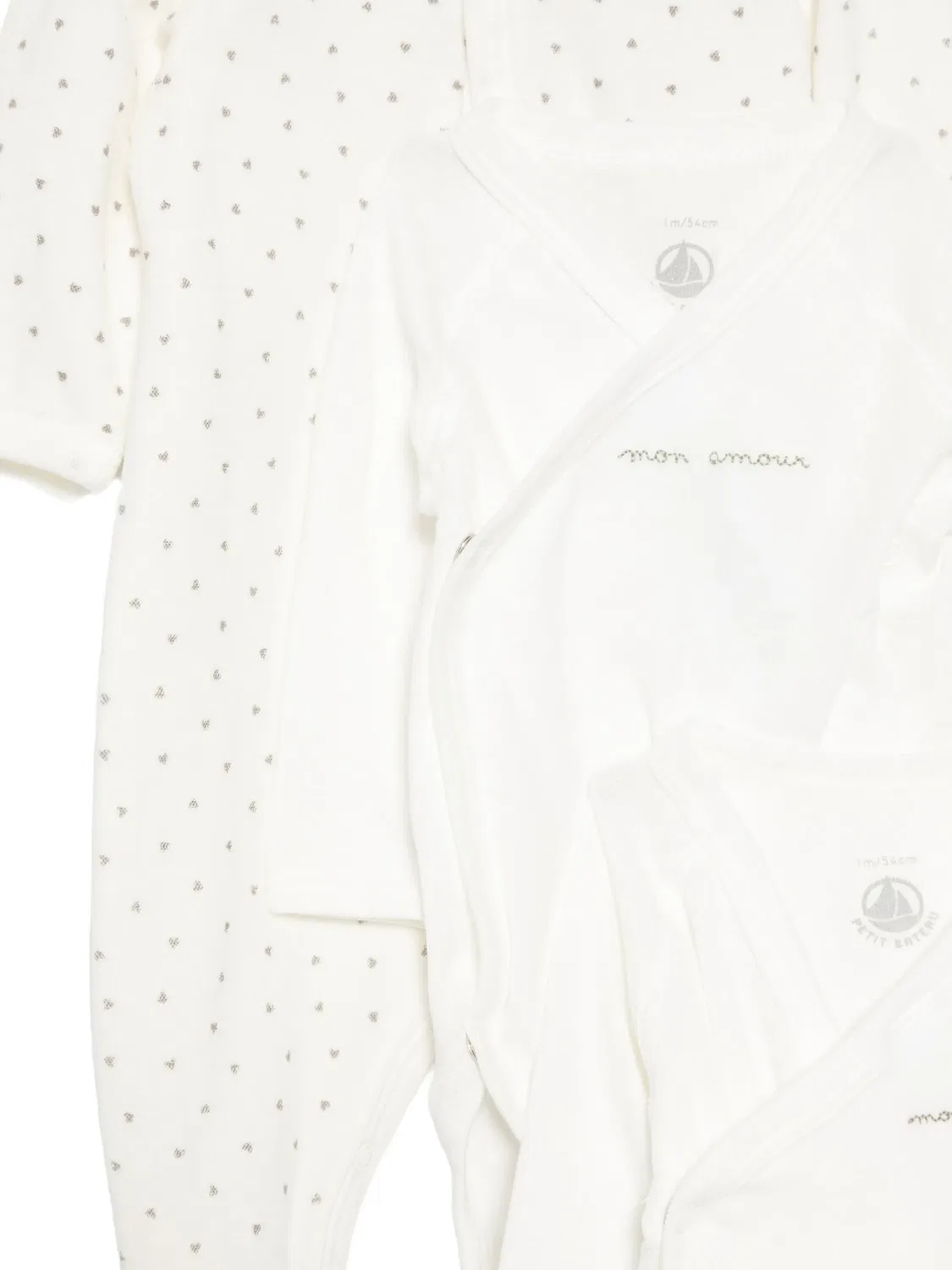 Комплект из боди и пижамы с принтом Petit Bateau, белый — фото 2