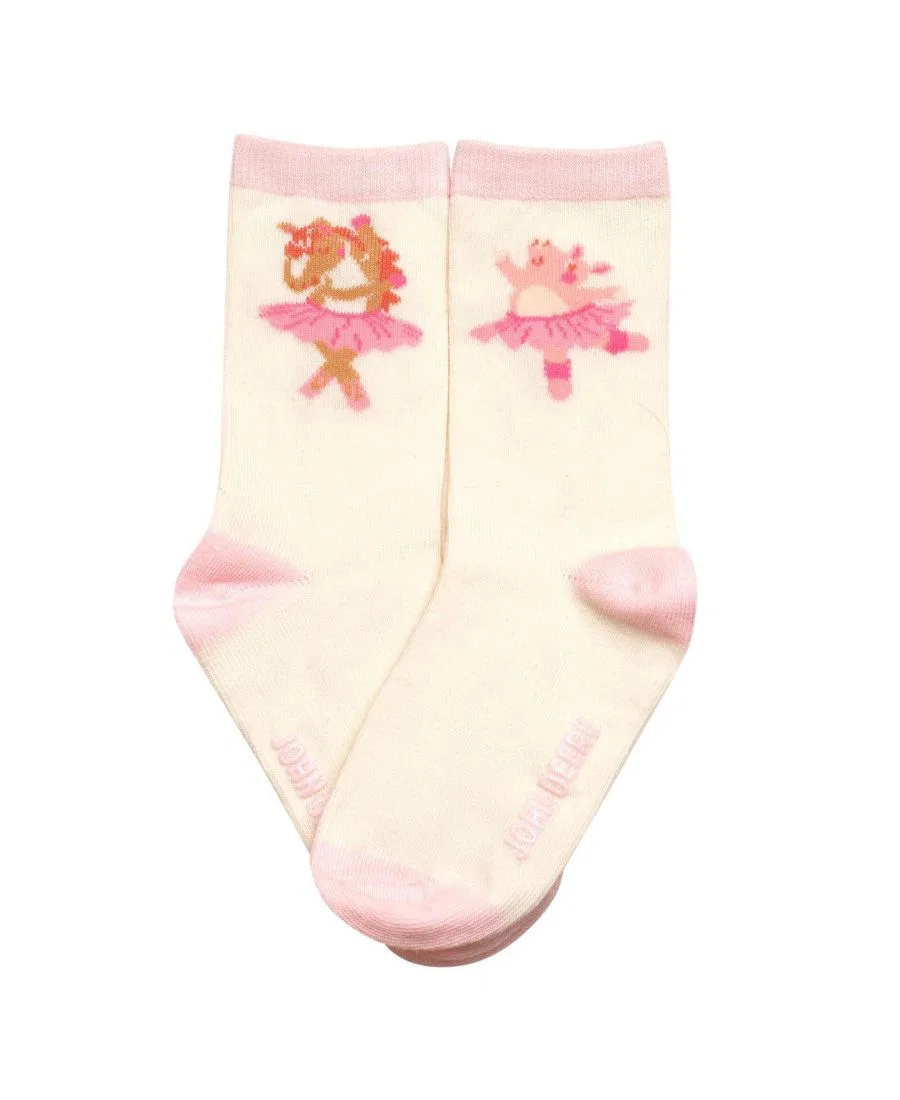 Комплект носков с нескользящей подошвой John Deere, Pink Cream Light Gray — фото 3