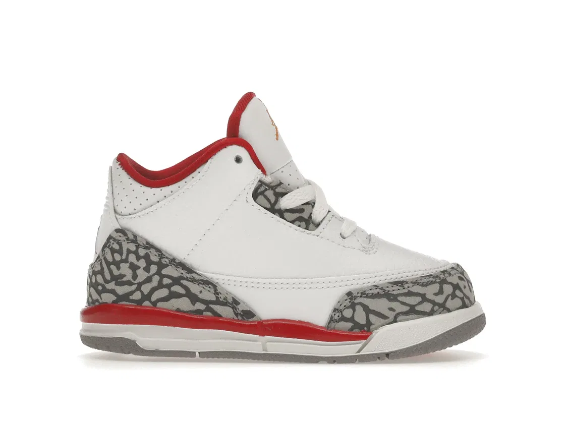 Детские кроссовки с принтом Jordan 3 Retro Jordan, White/Light Curry/Cardinal Red/Cement Grey