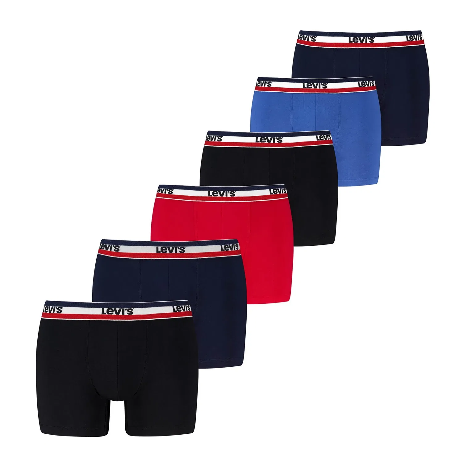 Мужские боксеры 6 штук Levi's, Schwarz/Rot/Blau
