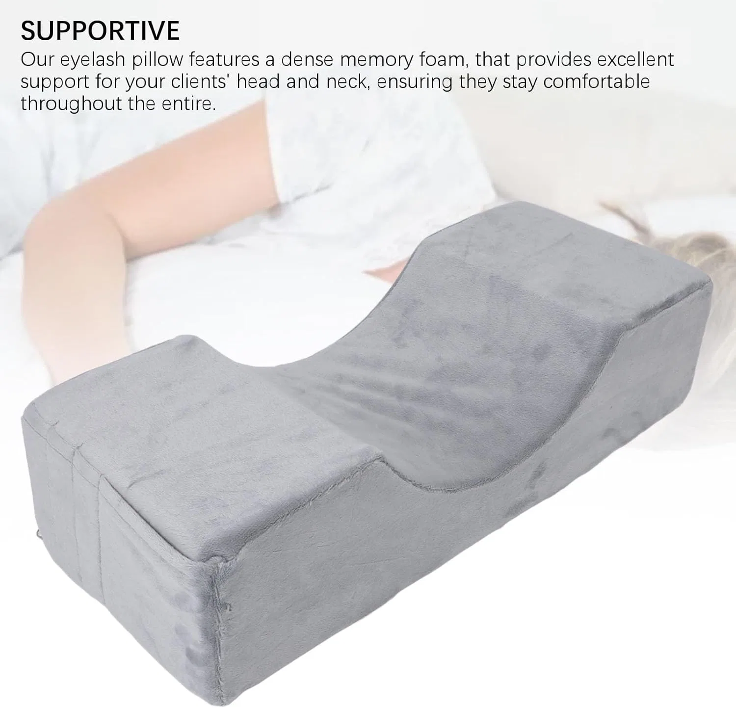 Подушка для ресниц U-образная, Memory Foam, 50x20x12 см, Grey Generic — фото 3