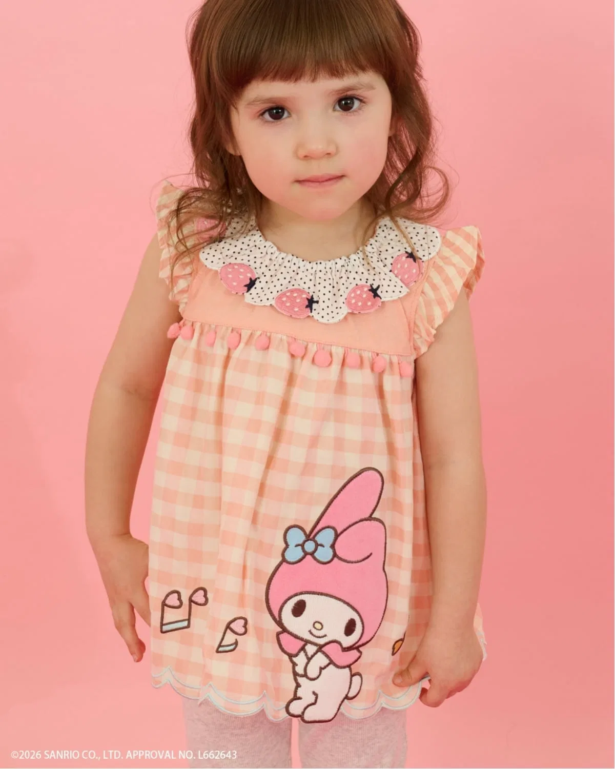 Детская туника без рукавов с вышивкой Sanrio My Melody/Кuromi baby cheer, Pink