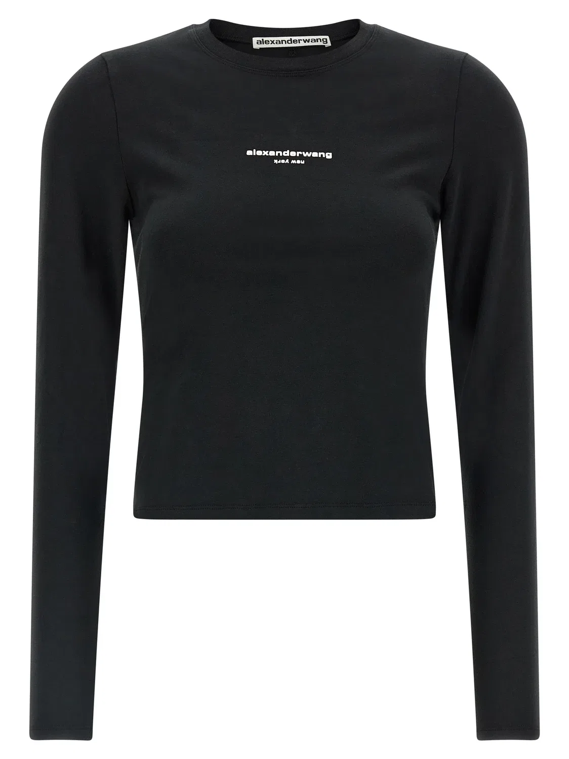 Футболка с длинным рукавом и принтом логотипа Alexander Wang, черный