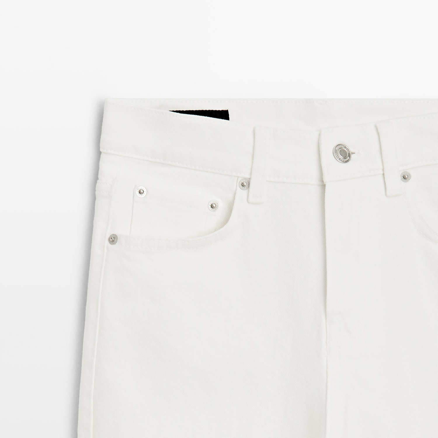 Джинсы Massimo Dutti Mid-rise cropped slim fit, белый — фото 3