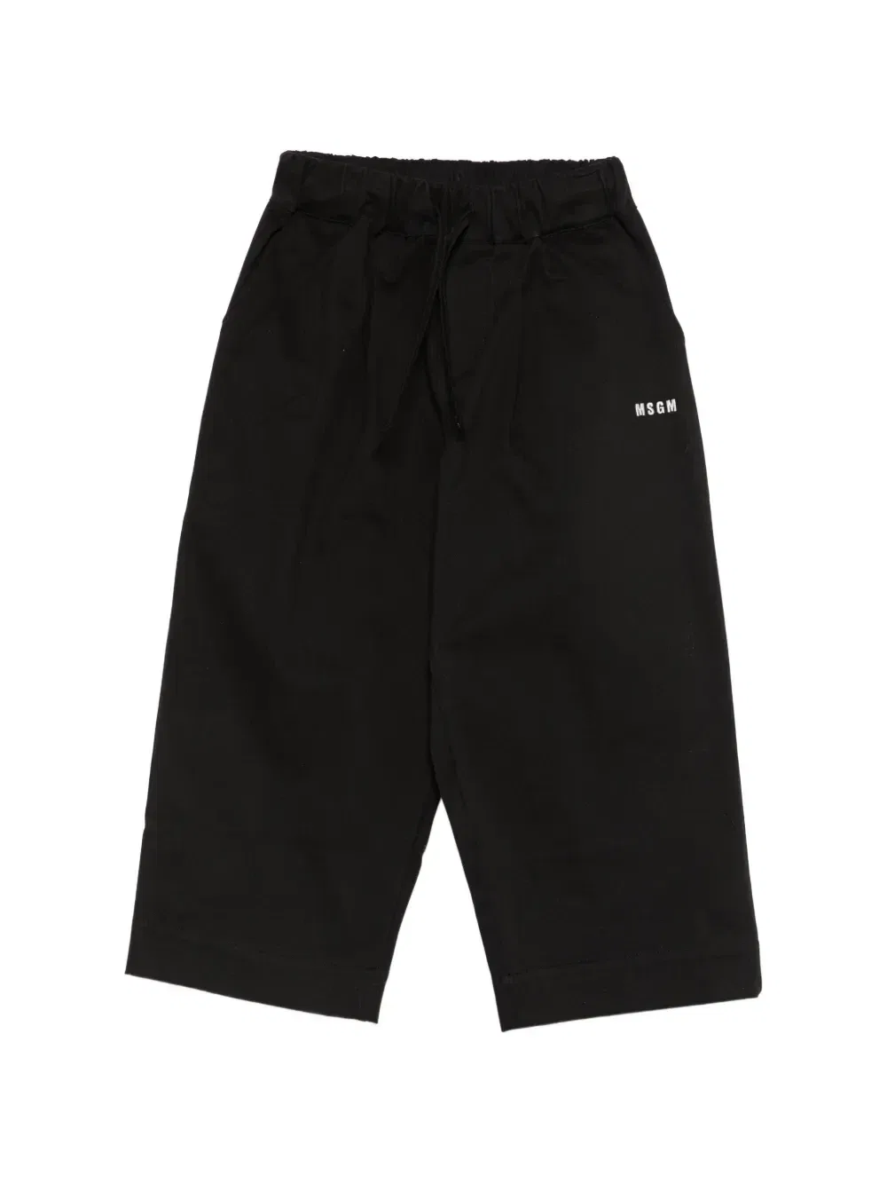 Брюки на шнурке с вышитым логотипом Msgm Kids, черный